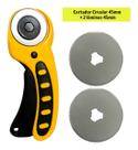 Cortador Circular Manual Disco de 45mm Para Tecidos Papel + 2 Laminas de Reposição