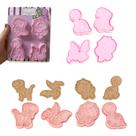 Cortador De Biscoito Carimbo 4 Moldes Dino Dinossauro 3D