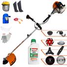 Cortador de Grama À Gasolina Terra GRHB-430 Bipartida 43cc 1,7HP Roçadeira Com Facas 2 Pontas, 3 Pontas, 6 Pontas, 40 Dentes Vídea, 80 Dentes, Trimmer, Escova de Aço e Carretel + EPI + ÓLEO STIHL 2T