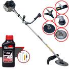 Cortador de Grama Anmax CG430-B À Gasolina 43cc 1,7HP 12.000rpm Roçadeira Lateral Completa Com 5 Opções de Cortes Faca 2 Pontas, 3 Pontas, 40 Dentes, 80 Dentes e Carretel de Nylon + ÓLEO TOYAMA 2T