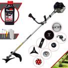 Cortador de Grama Anmax CG430B 43cc 1,7HP Roçadeira 8 Em 1 Com Carretel e Faca 2 Pontas + Kit Faca 3 Pontas, Faca 6 Pontas, Faca 40 Dentes Vídea, Faca 80 Dentes e Trimmer + Escova de Aço + ÓLEO TOYAMA