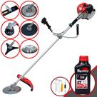 Cortador de Grama Anmax CG430P À Gasolina 43cc 2HP 9.000rpm Roçadeira Lateral 6 Em 1 Com Carretel e Faca 2 Pontas + EXTRA Faca 3 Pontas, Faca 40 Dentes, Faca 80 Dentes, Escova de Aço + ÓLEO TOYAMA