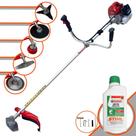 Cortador de Grama Kawashima BCJ620-L À Gasolina 62cc 3HP 10.000rpm Roçadeira Lateral Completa Com 5 Opções de Cortes Faca 2 Pontas, 3 Pontas, 40 Dentes, 80 Dentes e Carretel de Nylon + ÓLEO STIHL 2T
