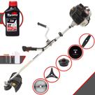 Cortador de Grama Kawashima KW43LE À Gasolina 43cc 1,7HP 10.000rpm Roçadeira Lateral Completa Com 5 Opções de Cortes Faca 2 Pontas, 3 Pontas, 40 Dentes, 80 Dentes e Carretel de Nylon + ÓLEO TOYAMA 2T