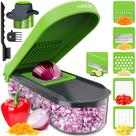 Cortador de mandolina Fullstar 6 em 1 com recipiente - cinza/verde