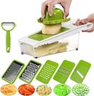 Cortador de vegetais de mandolina com recipiente e 5 lâminas Cortador de vegetais de mandolina com recipiente e 5 lâminas
