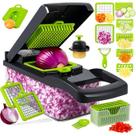 Cortador e Fatiador de Legumes 14 em 1 para Alimentos Verduras Frutas Cebola Alho Multifuncional com Lâminas de Aço Inox Profissional Cozinha Premium