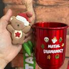Cortador e Marcador Urso Natal Abraço com Caneca Exclusiva em Metal - D250114