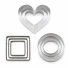 Cortador Inox Quadrado Redondo Coração Confeitaria Kit 9 Un