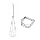 Cortador Misturador Massa e Batedor Fouet Inox Grande 2un Cortador Misturador Massa e Batedor Fouet Inox Grande 2un