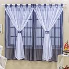 Cortina 2,00m X 1,70m Alt. Kids Decoração Quarto Criança Em Voal Para Varão - Azul Marinho
