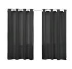 Cortina 2,20X1,70 Microfibra Liso Preto Ilhós Branco