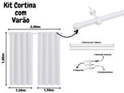 Cortina 3 Metros Com Varão Incluso 3,00 x 1,80 Branca Prime