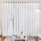 Cortina 3 Mts Sala Quarto Malha Renda para Trilho Comum Baratissima Branca - 100% Poliéster