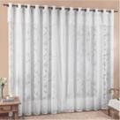 Cortina 4,00x2,50 Sala Quarto Luna Rendada para Varão - Branca - 100% Poliéster