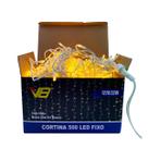Cortina 500 LED Branco Quente Fixo Fio Branco 127V Decorativa Pisca Luz de Natal