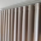 Cortina Alto Padrão Voil Linho Com Forro Blecaut Wave Trilho Suíço Sob Medida 4,00x2,60