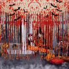 Cortina APHRODY 197x197cm Tecido vermelho assustador de Halloween