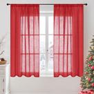 Cortina BGment de lino rojo 114x107 cm ligera, 2 paneles