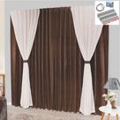 Cortina Bhaly Jacquard e Voal 2,00 X 1,70 Para Trilho Comum - Tabaco - 100% Poliéster