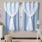 Cortina Black Out PVC Xale Voil Azul Janela 2 Metros