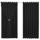 Cortina Blackout 8,00m X 2,70m Sala Quarto Tecido Com Voil + Presilha Moderna Preta