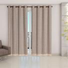 Cortina Blackout Cinza com Voil Xadrez 2,80 m x 2,30 m 100% Poliéster - Avelã