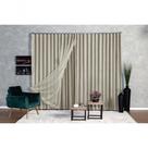 Cortina Blackout com Voil 3,00x2,30 para Trilho Duplo Poliéster Bege Ludatex
