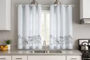 Cortina Blackout de Cozinha Estampada 2,20(Larg) X 1,30(Alt) - Branco