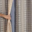 Cortina Blackout Prata com Voil Xadrez 2,00 m x 1,40 m - Avelã - Do Lar Decoração