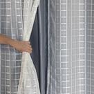 Cortina Blackout Prata com Voil Xadrez 2,00 m x 1,40 m - Bege - Do Lar Decoração