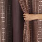 Cortina Blackout PVC com Tecido Voil Xadrez 2,00 m x 1,40 m - Tabaco