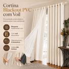 Cortina Blackout PVC com Voil e Ilhós Corta Luz para Quarto Sala 2,80m x 2,30m