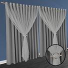 Cortina blackout Quarto apartamento Fiori 6 x 2,50 cinza