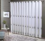 Cortina Bordada Ilha Da Madeira Voal Com Forro 4m x 2,50m - Branco/Preto