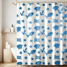 Cortina Box Banheiro Antimofo Ganchos 180x180 Aquário Azul Estampada Peixes Estrelas - PANAMI Cortina Box Banheiro Antimofo Ganchos 180x180 Aquário Azul Estampada Peixes Estrelas - PANAMI