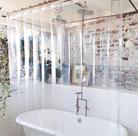 Cortina Box Banheiro Cristal Transparente Ganchos 1,38x2,00 - Perfetto