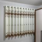 Cortina Branca / Ouro / Marrom Voil Gaze De Linho Bordado Guipir Com Forro Leve Microfibra 4,00x1,60
