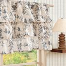 Cortina Cambray Volante Floral Jinchan 45x45cm Azul