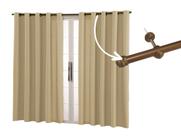 Cortina Com Varão 3x2,20 Tecido Oxford Marrom Claro Premium