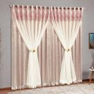 Cortina Com Voil E Cetim Amassado Nobreza 2,00 X 1,70 Rose