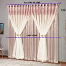 Cortina Com Voil E Cetim Amassado Nobreza 3,00 X 2,50 Rose