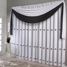 Cortina Combinada Doha 300 x 250cm com Voal para Varão Simples Branca com Detalhes Cinza - Realce Top - Sultan