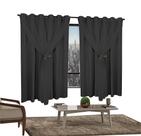 Cortina Corta Luz 2,00m X 1,30m 100% Blackout Com Voil Preto Para Sala Ou Quarto Para Varão Simples