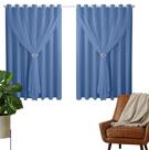 Cortina Corta Luz 2,00m X 1,30m Com Voil Azul Para Sala Ou Quarto