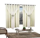 Cortina Corta Luz 2,00m X 1,40m 100% Blackout Com Voil Palha Para Sala Ou Quarto Para Varão Simples