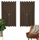 Cortina Corta Luz 2,00m X 1,40m Com Voil Tabaco Para Sala Ou Quarto