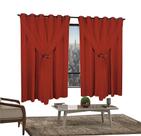Cortina Corta Luz 2,00m X 1,60m 100% Blackout Com Voil Vermelho Para Sala Ou Quarto Para Varão Simples