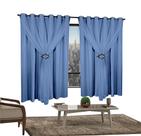 Cortina Corta Luz 2,00m X 1,70m 100% Blackout Com Voil Azul Para Sala Ou Quarto Para Varão Simples