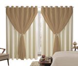 Cortina Corta Luz 4,00m X 2,60m 100% Blackout Com Voil Avelã